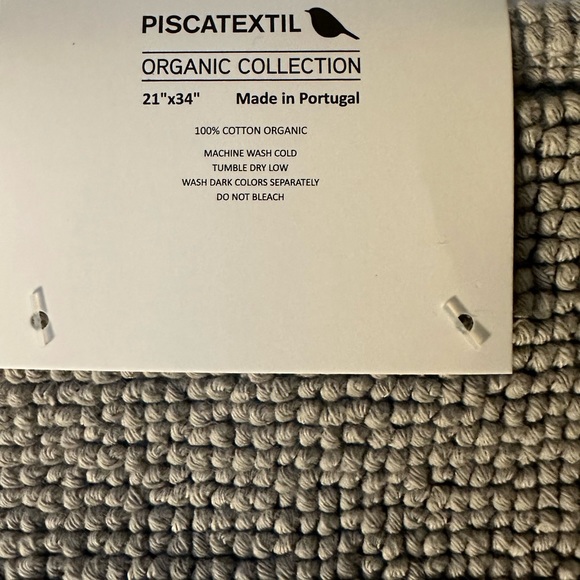 🎁Piscatextil Organic Cotton Collection Bath Mat - 21” x 34” - Gray - Picture 4 of 7